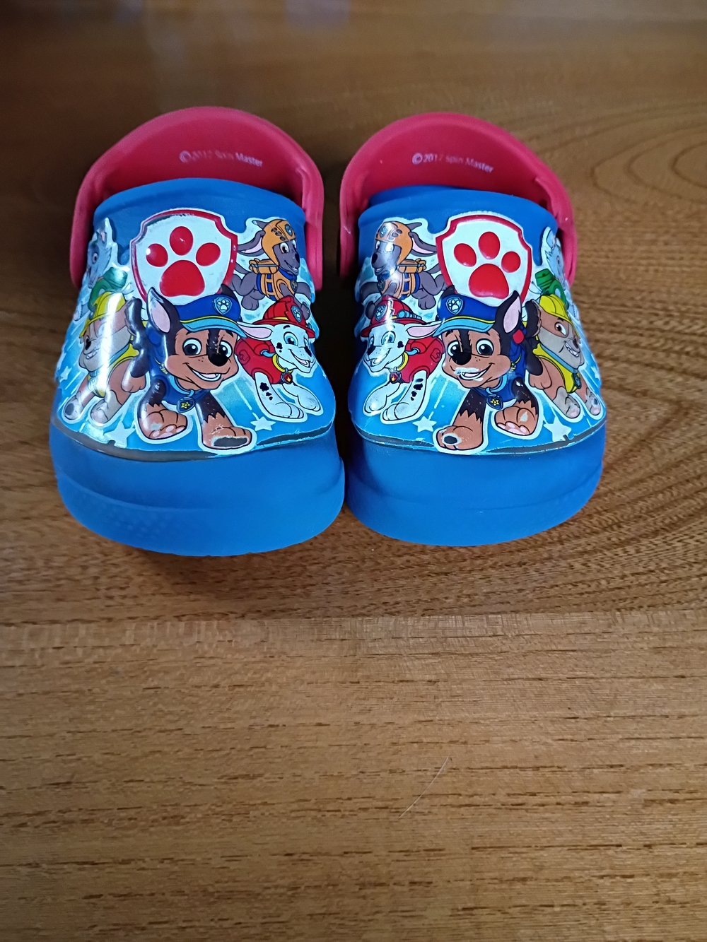 Toddler Paw Patrol Blue and Pink Kids Crocs - Character Slip-Ons Size 6